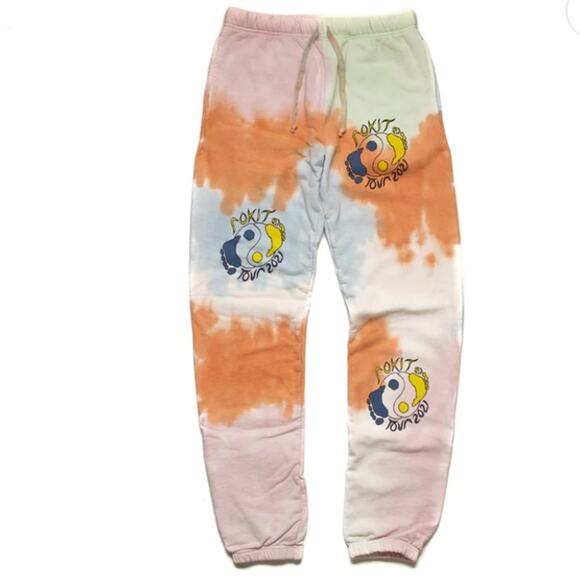 Rokit Voyage Sweatpants Pink Orange Tie Dye size small - Picture 1 of 9